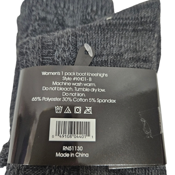 NWT Tipi Toe Black Cable Knit Knee High Boot Socks Over Knee Socks - Picture 9 of 11